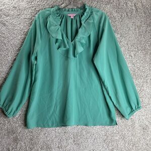 Lilly Pulitzer Green Ruffle Blouse